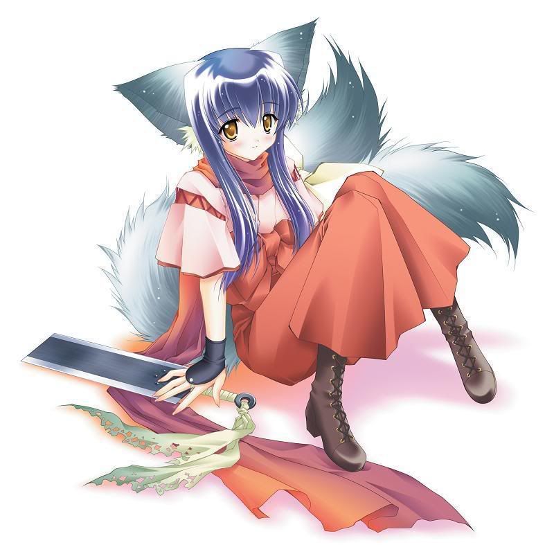 Anime Werewolf Girl Blue Sword Sitting Photo By Beta Maxis Photobucket 2166