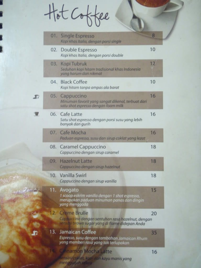 coffee menu, Modjo'sRiau Junction Food Court