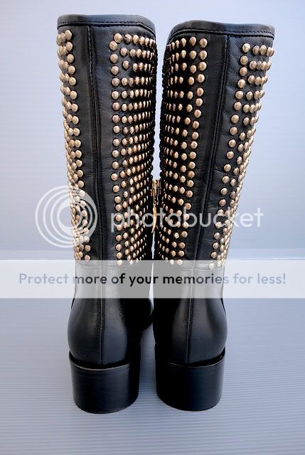 Unique New Biker Boots Studs Gold Black Made in Italy