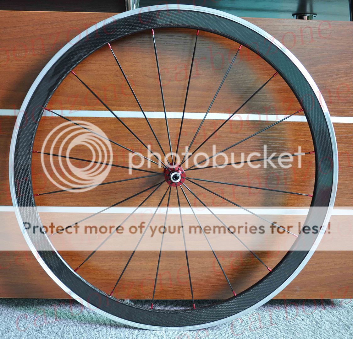 42mm Alloy Carbon Road Bike Clincher Wheels Wheelset Red Hub